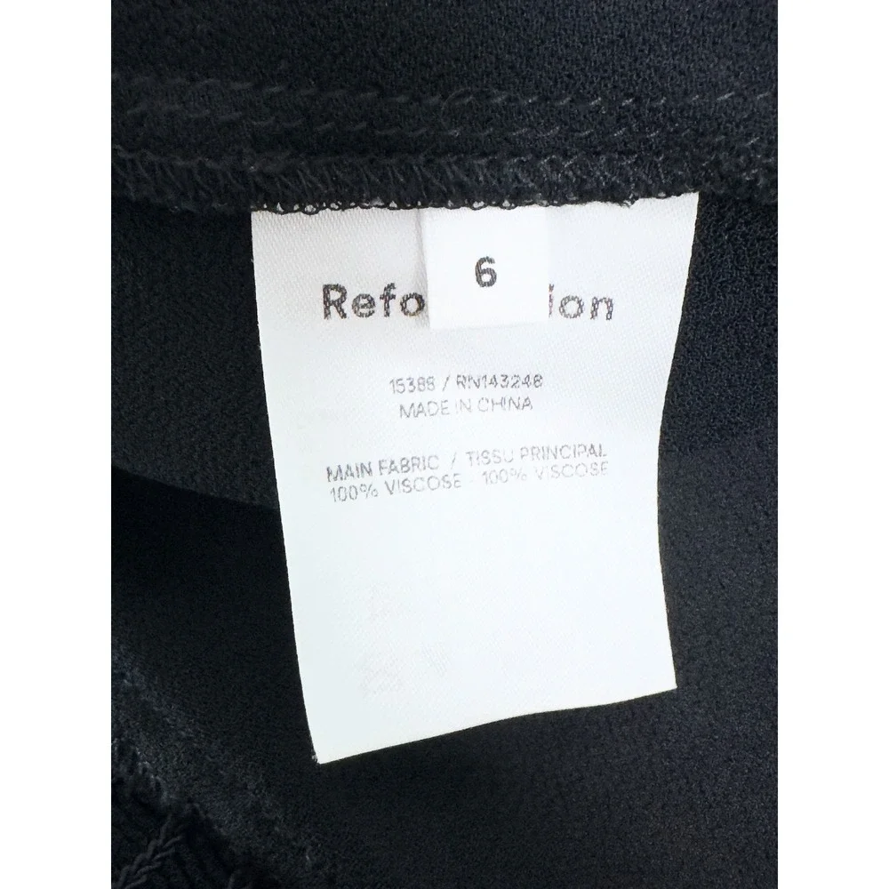 REFORMATION Delevan Crepe Top Puff Sleeve Black Viscose - 6
